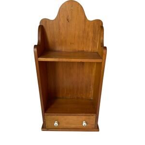 Vintage Brown Wood Shelf Drawer Does Not Open 18" H X 9" W Farmhouse Cottagecore